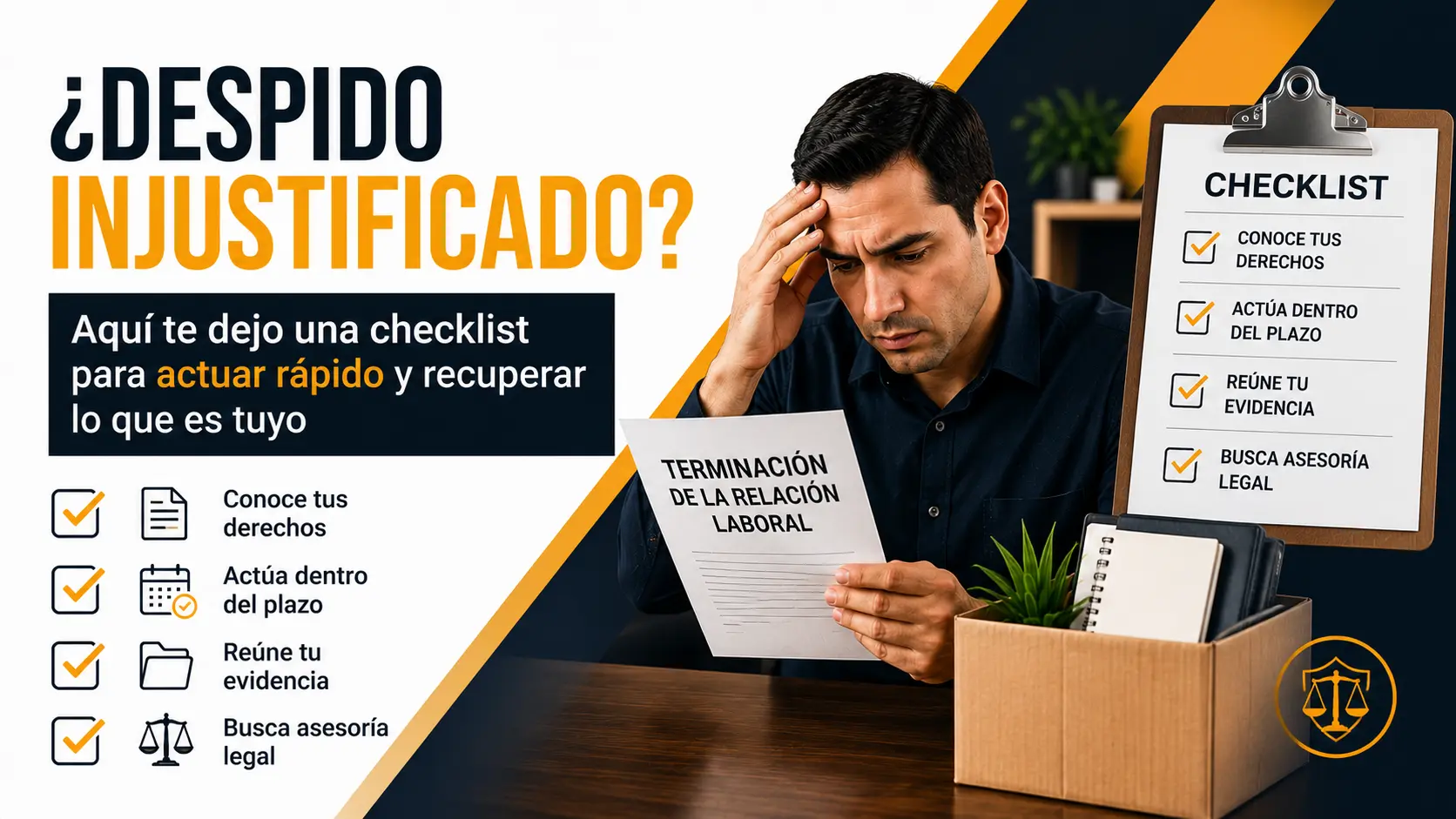 ¿Despido injustificado? Aquí te dejo una checklist para actuar rápido y recuperar lo que es tuyo